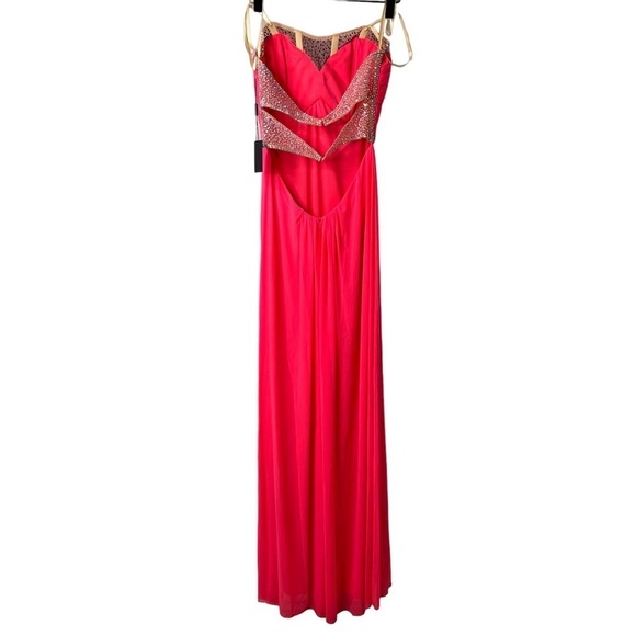 La Femme Strapless Sweetheart Sequin Prom Dress Bright Pink Size 6 - Picture 5 of 10